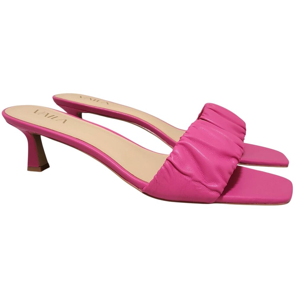 Vaila Women Callie Kitten Heel Ruched Slide Sandals Size US 13 Pink